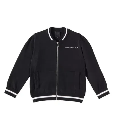 Givenchy Kids' Logo Cotton And Cashmere Cardigan In Nero