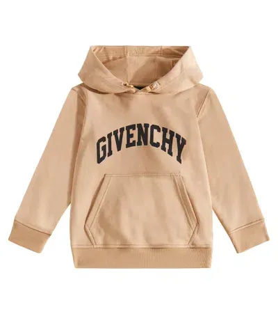 Givenchy Kids' Logo Cotton-blend Fleece Hoodie In Brown