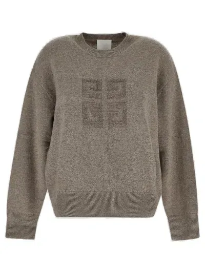 Givenchy Logo Detailed Crew Neck Sweater In Beige