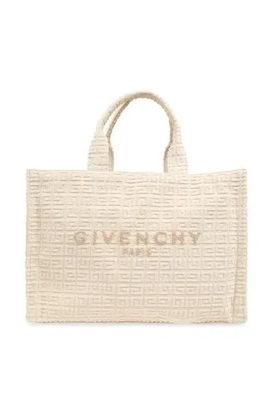 Givenchy Logo Detailed Open Top Tote Bag In Beige