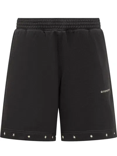 Givenchy Branded Cotton Shorts In Black