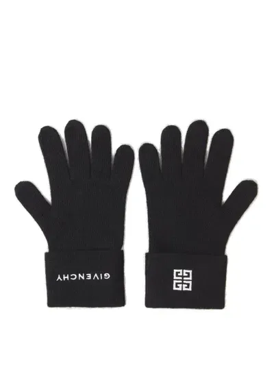 Givenchy Logo Embroidered Knit Gloves In Black