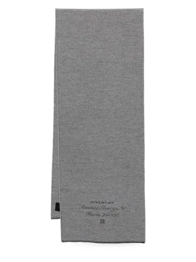 Givenchy Logo-embroidered Scarf In Grey