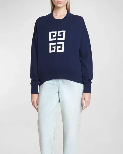 Givenchy Logo Intarsia Cashmere Sweater In Blue