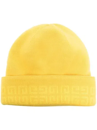 Givenchy Logo Intarsia Knit Beanie In Yellow