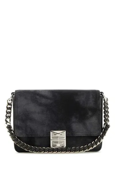 Givenchy Logo Plaque Foldover Top Shoulder Bag In Black