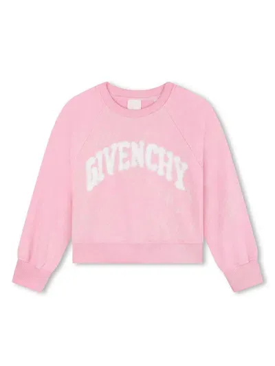 Givenchy Kids' Logo-print Cotton Sweatshirt In 粉色