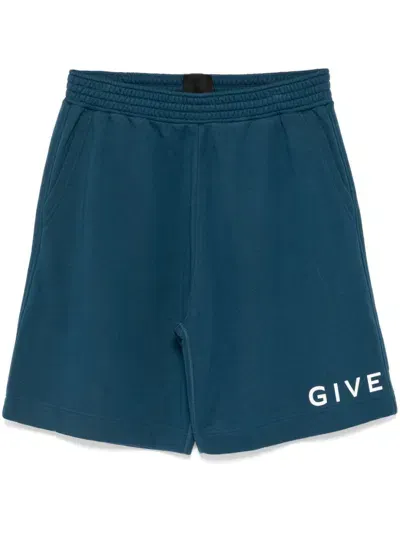 Givenchy Logo-print Shorts In Blue