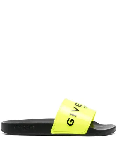 Givenchy Logo-print Sliders In 734 Black