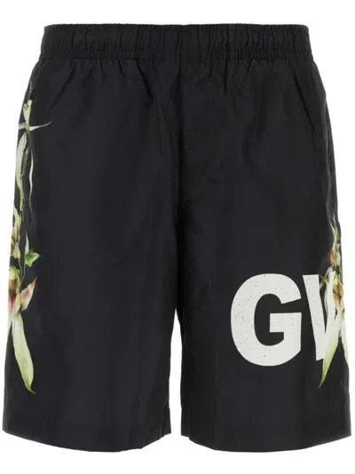 Givenchy Logo Printed Swim Shorts In Black