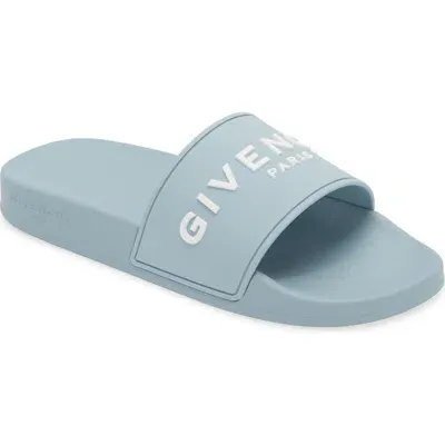 Givenchy Logo Slide Sandal In Sky Blue