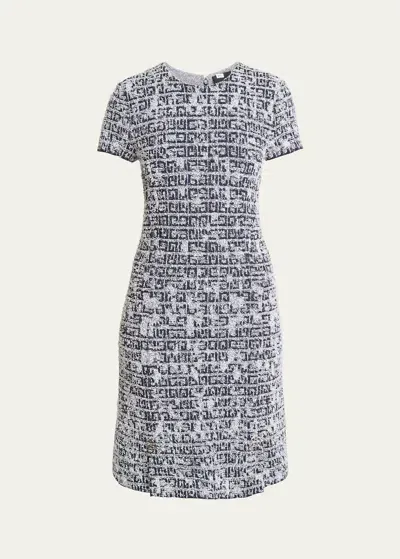 Givenchy Lurex Tweed 4g-print Mini Dress In Navy