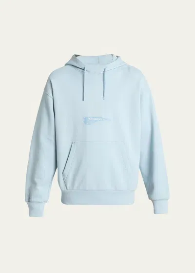 Givenchy Men's Cotton Terry Logo Wings Hoodie In Blue