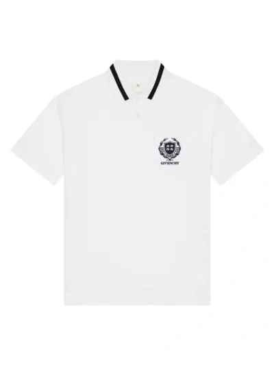 Givenchy Crest Polo Shirt In Cotton In White