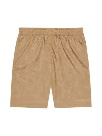 Givenchy Men's Plage Long Swim Shorts 4g In Beige