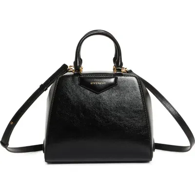 Givenchy Mini Antigona Cube Leather Crossbody Bag In Black