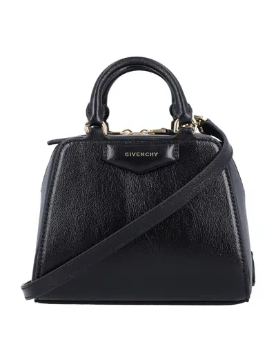 Givenchy Mini Cube Round Leather Handbag In Black