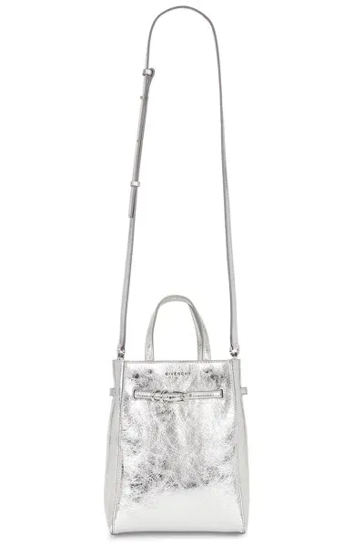 Givenchy Mini Voyou North South Tote Bag In Light Silvery