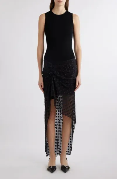 Givenchy Mixed Media High-low Tank Dress In Black