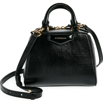 Givenchy Nano Antigona Cube Leather Crossbody Bag In Black