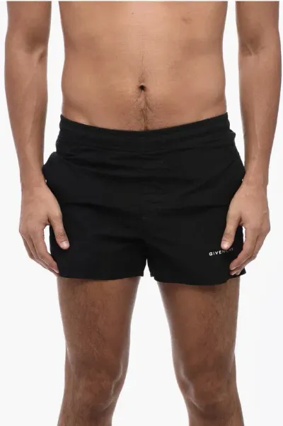 Givenchy Nylon Swim Shorts With Embroidered Logo In Black