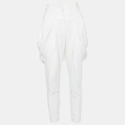 Pre-owned Givenchy Off-white Crepe High Waist Tapered Leg Pants M