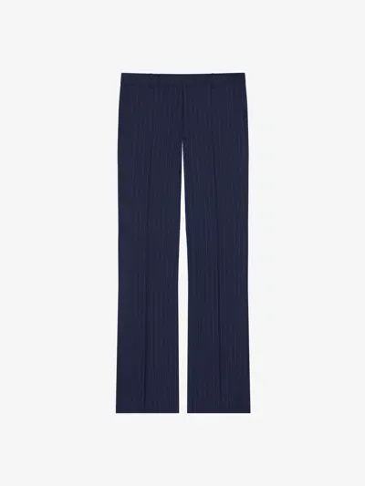 Givenchy Slim Fit Striped Tailored Pants In Wool In Navy