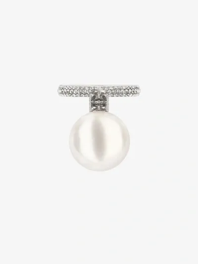 Givenchy Pearl Ring In Metal With Crystals In White/silvery