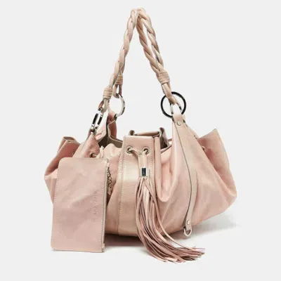 Pre-owned Givenchy Pink Leather Drawstring Tassel Hobo