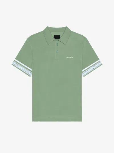 Givenchy Polo In Cotton With Floral Detail In Almond Green