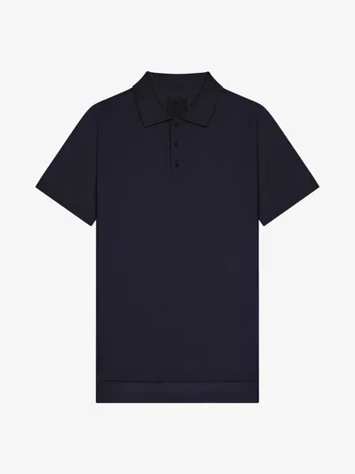 Givenchy Polo En Coton Et Soie In Blue