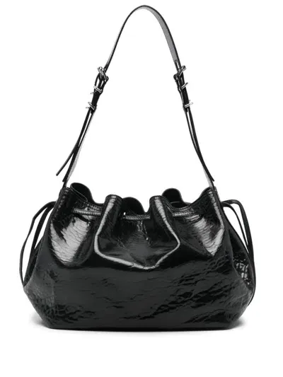 Givenchy Pumpkin Medium Bag In Black Cracked Patent Leather