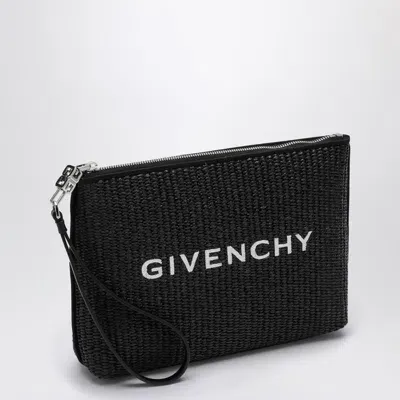 Givenchy Raffia Clutch Bag With Logo In Black