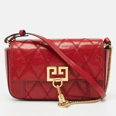 Pre-owned Givenchy Red Quilted Leather Mini Pocket Crossbody Bag