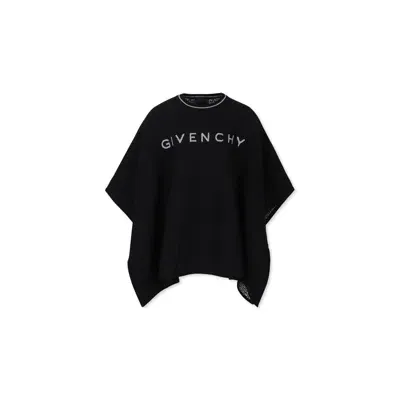 Givenchy Kids' Reversible Black Cape For Girl With Logo And 4g Motif