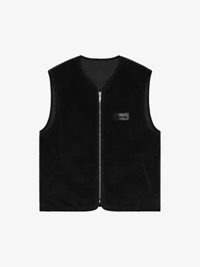 Givenchy Reversible Waistcoat In Mixed Fabrics With Monogram 72 In Black