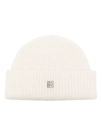 Givenchy Ribbed-knit Beanie Hat In 白色