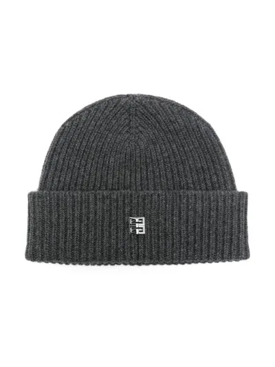 Givenchy Ribbed-knit Beanie Hat In Grey