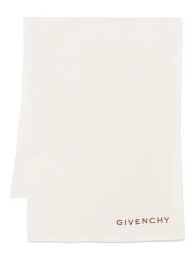 Givenchy Scarf 4g Embrodery In Eggshell Embr Dark Grey