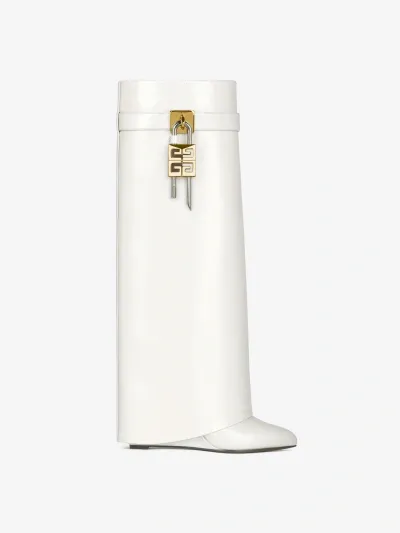 Givenchy Bottes Shark Lock En Cuir In Ivory