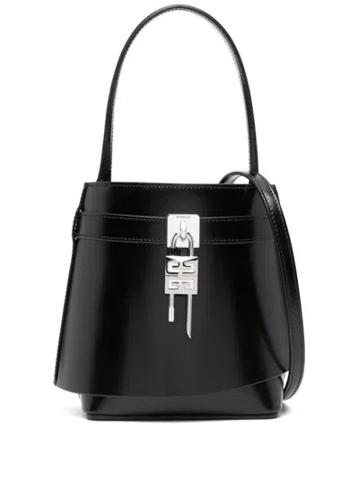 Givenchy Shark Lock Leather Bucket Bag In Black