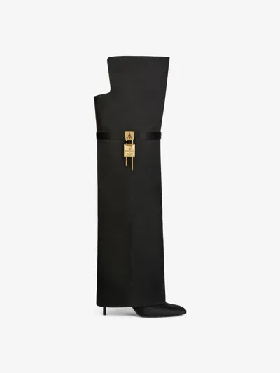 Givenchy Shark Lock Leather Over-the-knee Boots In Black