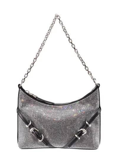 Givenchy Shoulder Bag With All-over Rhinestones In Gray