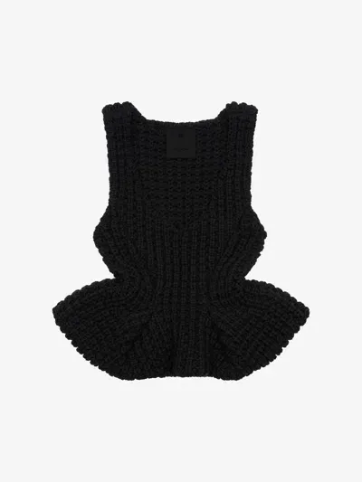 Givenchy Slim Fit Peplum Top In Waffle Wool