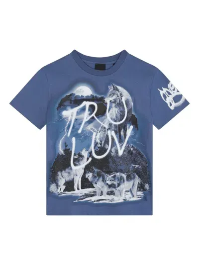 Givenchy Kids' Spray-paint Effect T-shirt In Blue