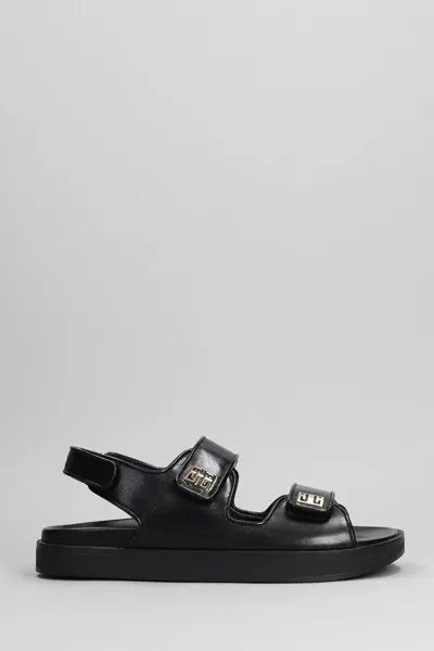 Givenchy Womens Black 4g Logo-embellished Leather Sandals