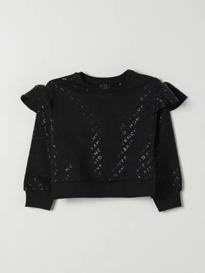 Givenchy Kids' Cotton Blend Crewneck Sweatshirt In Schwarz