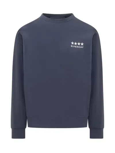 Givenchy Logo Printed Crewneck Sweatshirt In Blue