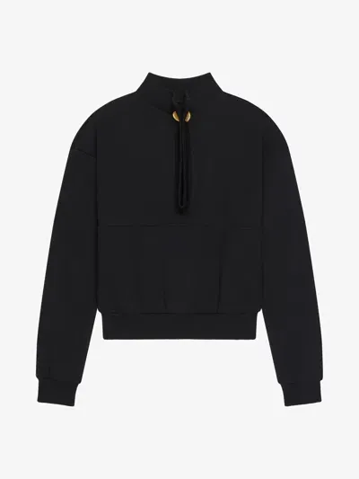 Givenchy Sweatshirt In Fleece With Buttoned Collar In Black