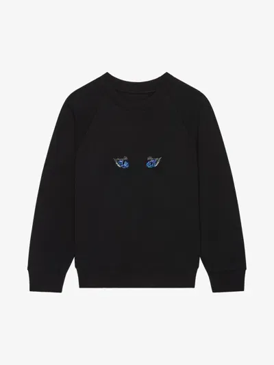 Givenchy Slim Fit Sweatshirt In Fleece With Cat Eye Embroidery In Black